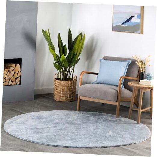 6 ft Round Plush Washable Non-Slip Soft Area Rug SuperiorWash