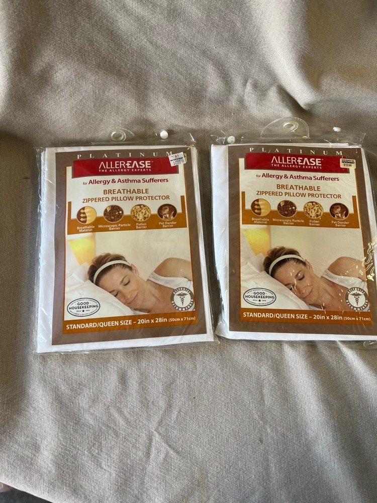 NIP AllerEase Zippered Breathable Pillow Protector Std/Queen White 20