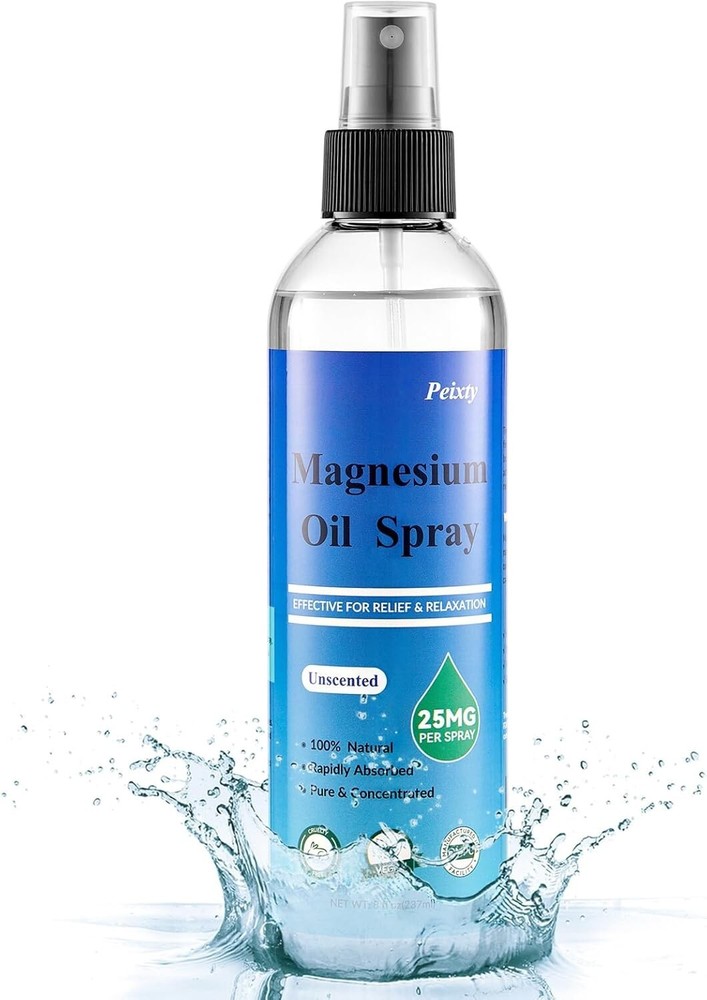 100% Pure Magnesium Oil Spray 8 Fl Oz Topical Relief for Feet Less Itchy Formula