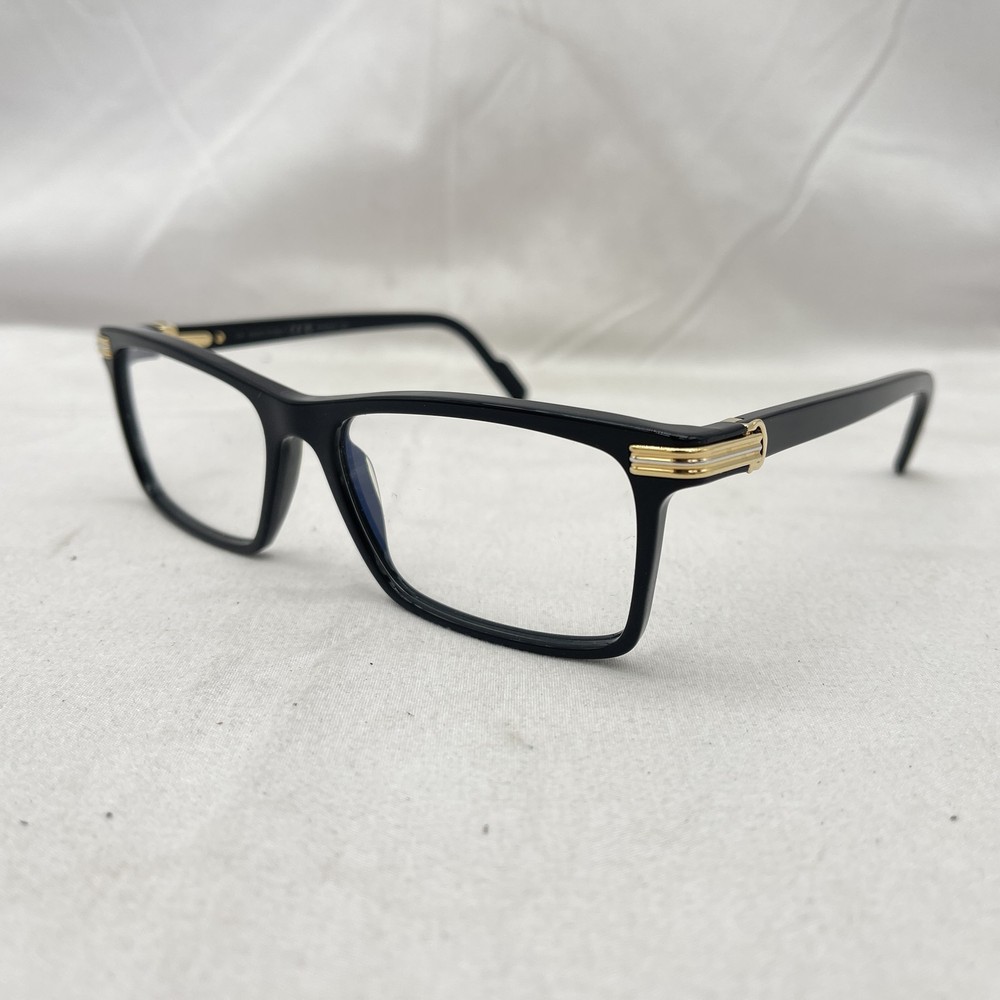 Cartier Men's CT0222U Thin Acetate Rectangular Frame Black Eyeglasses