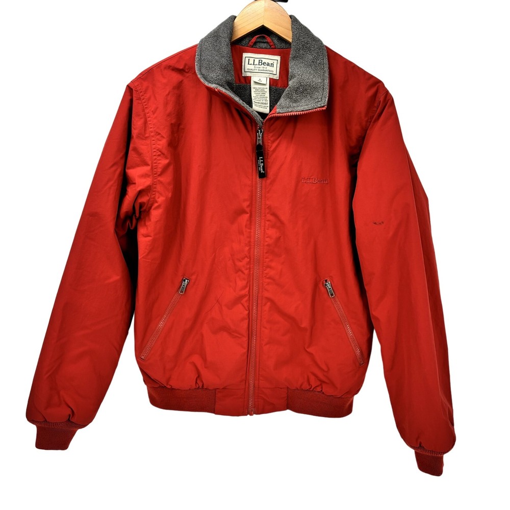 LL Bean Chore Jacket Mens Small Fleece Lined Full Zip Red Outdoors NOTE