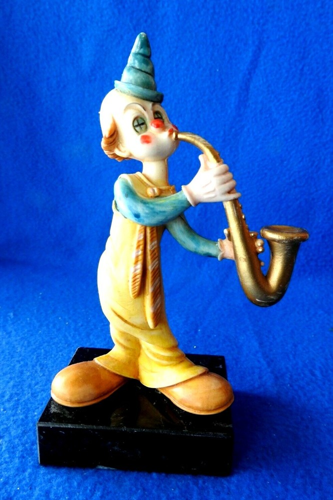 Vintage Fontanini Depose Italy HoBo Clown Figurine on Carrara Marble Base 6 Inch
