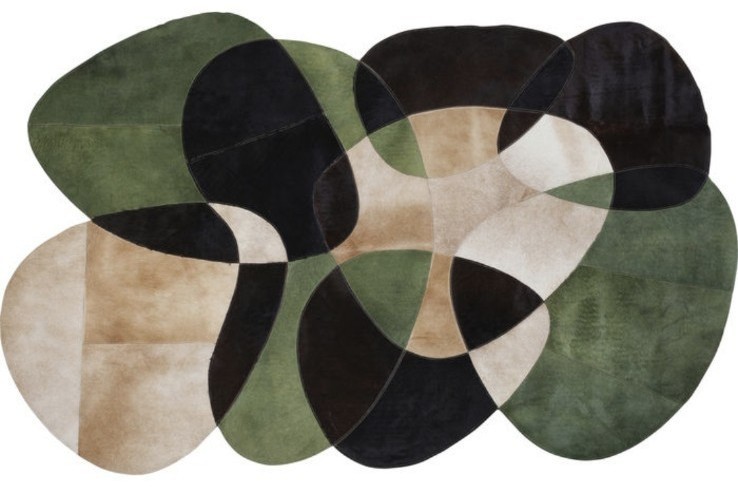 Irregular Shape Tufted Rug, Contemporary Layer Rug, 100% Wool Area Rug, Hand