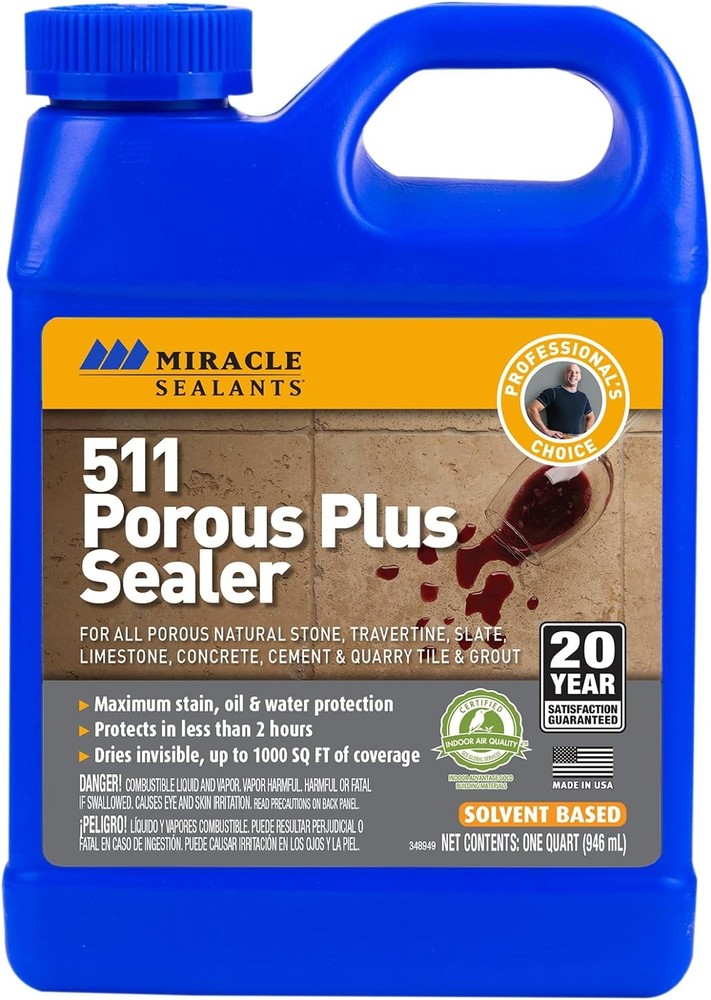 511 Porous Plus Premium Countertop, Stone, and Tile Sealer, Quart (Pack of 1)