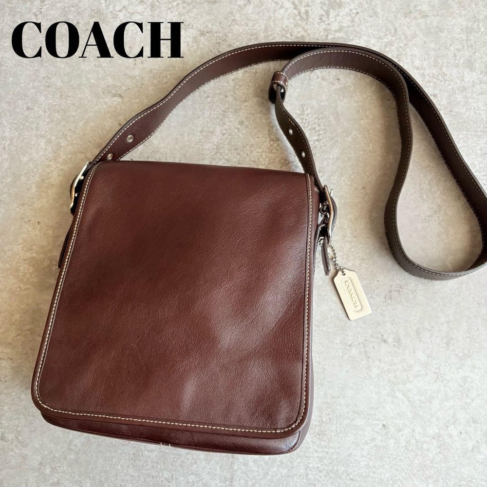 Coach Signature Leather Crossbody Bag Brown No Damage Authentic