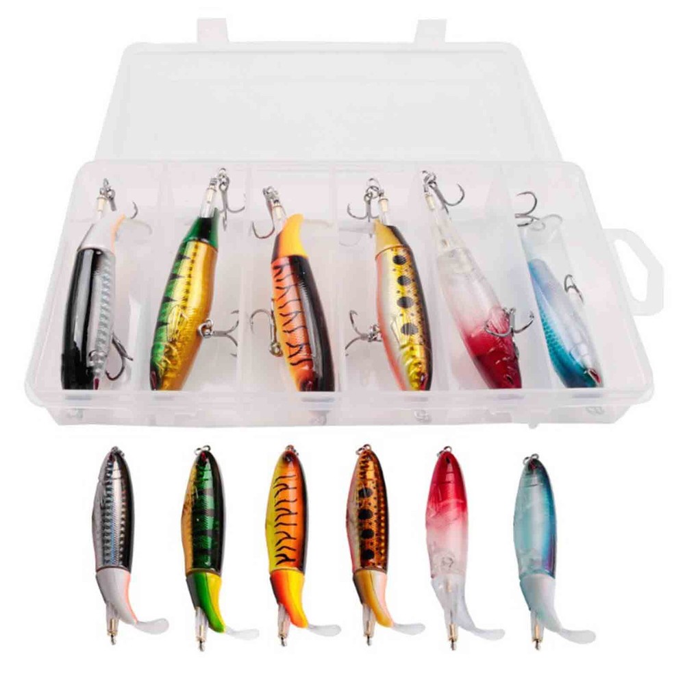 6-Piece Crankbait Fishing Lure Kit with Hooks and Minnow Baits