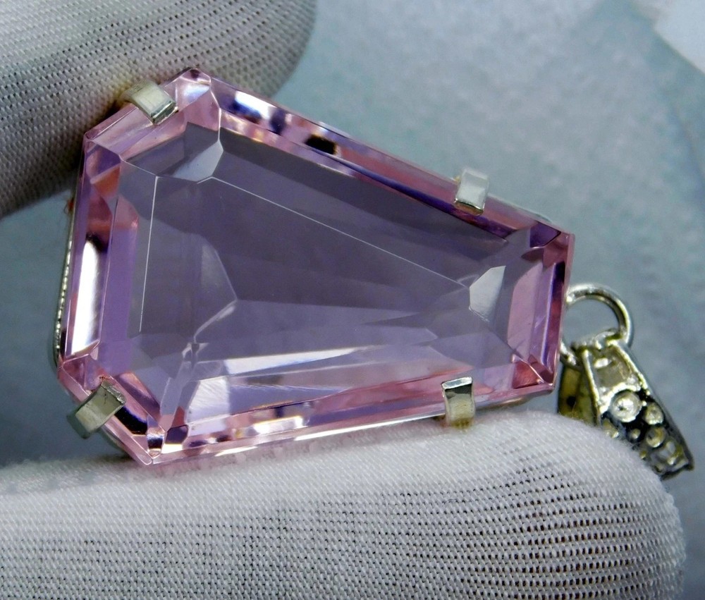 92.45 Ct Natural Pink Topaz Pendant Gemstone Fancy Cut Certified Solid Silver
