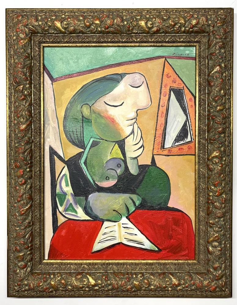Pablo Picasso 1881-1973 Signed ,Oil on Canvas. In the style of. Framed