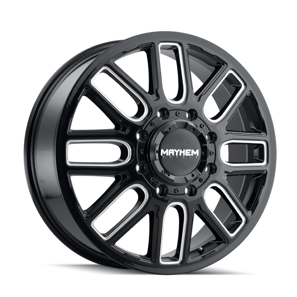MAYHEM COGENT DUALLY (8107D) GLOSS BLACK MILLED 20X8.25 FRONT 8-200 115MM 142MM