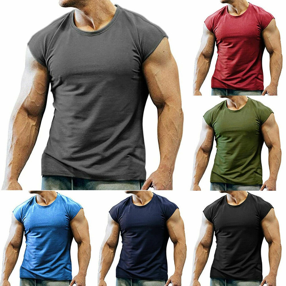 Men Training Sleeveless T-Shirt Gym Sports Workout Muscle Tank Tops Singlet Vest