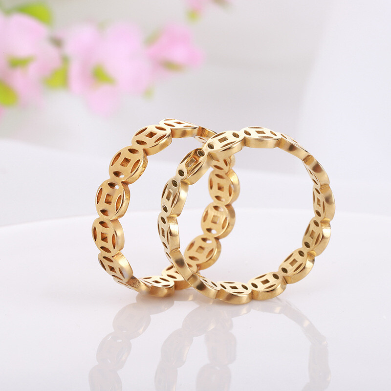 Titanium Steel Ring Beautiful Symbolic Meaning Family Gatherings Parties Gold