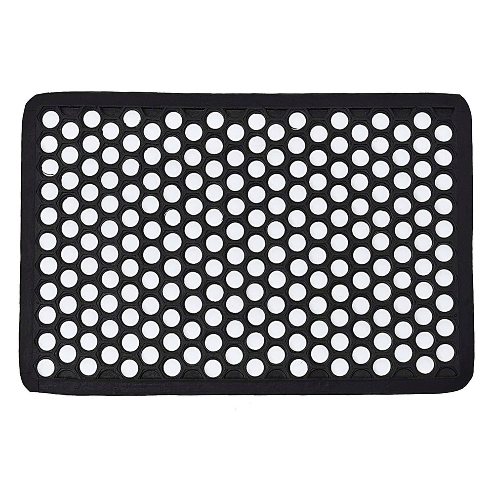 Durable Black Outdoor Rubber Rug 24x16 Inch with Harold Railing 1/4 Inch Thickness