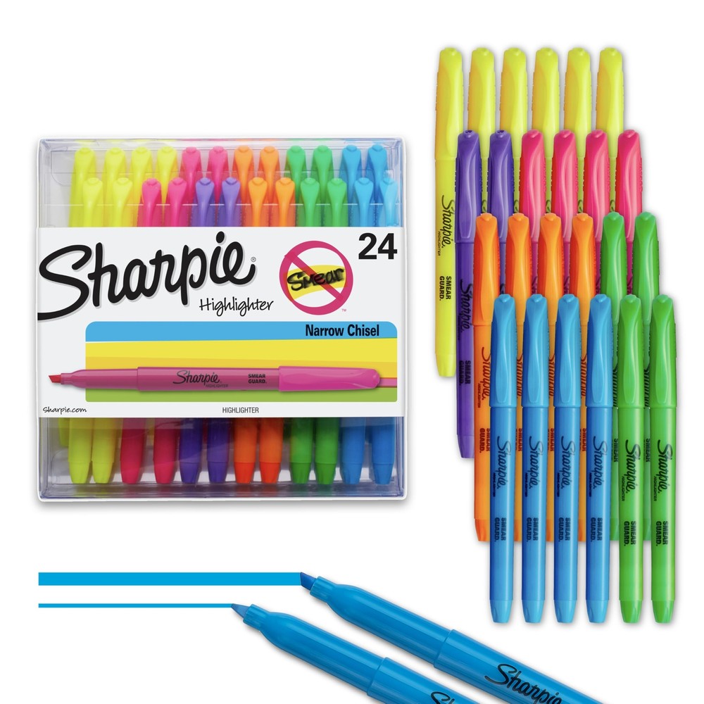 Sharpie Pocket Highlighters, Chisel Tip Highlighter Marker Set, Office Suppli...
