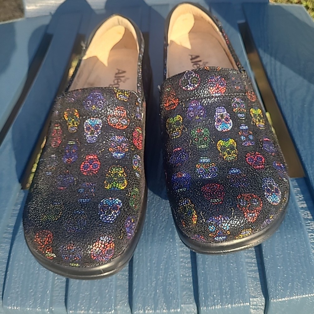 Alegria PG Lite Sugar Skull Clog Nursing Shoes KEL-484D Women Size 38 US 7.5