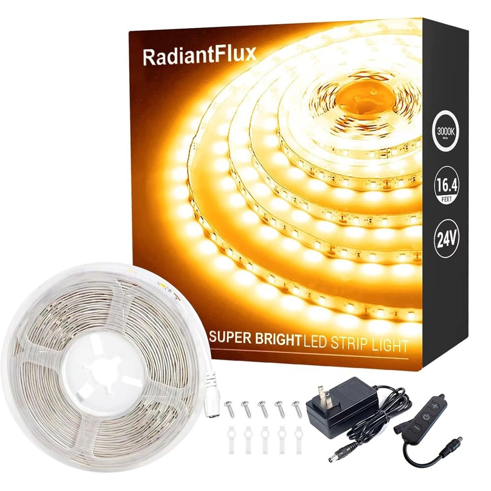 16.4ft Dimmable White LED Strip Lights 300 LEDs Super Bright Flexible