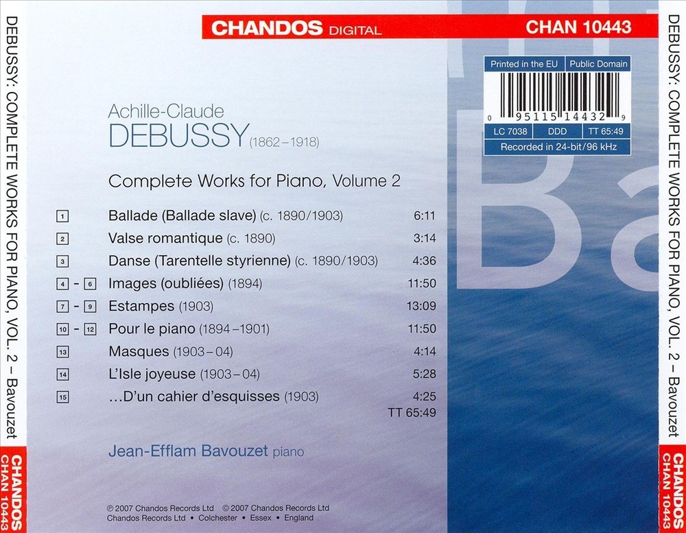 Bavouzet Debussy Complete Piano Works Vol 2 New CD