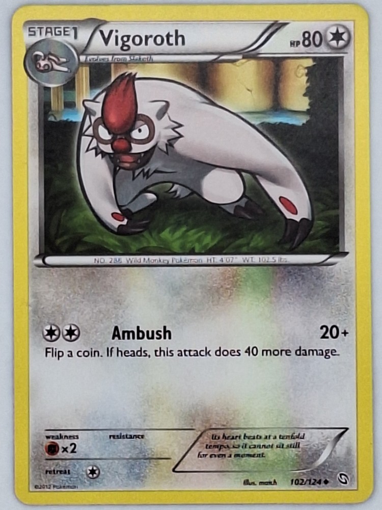 Vigoroth 102/124 Pokemon - Black and White Dragons Exalted LP