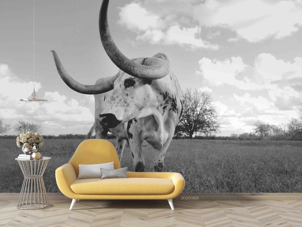 3D Sky Grassland Cow Landscape Wall Murals Wallpaper Murals Wall Sticker