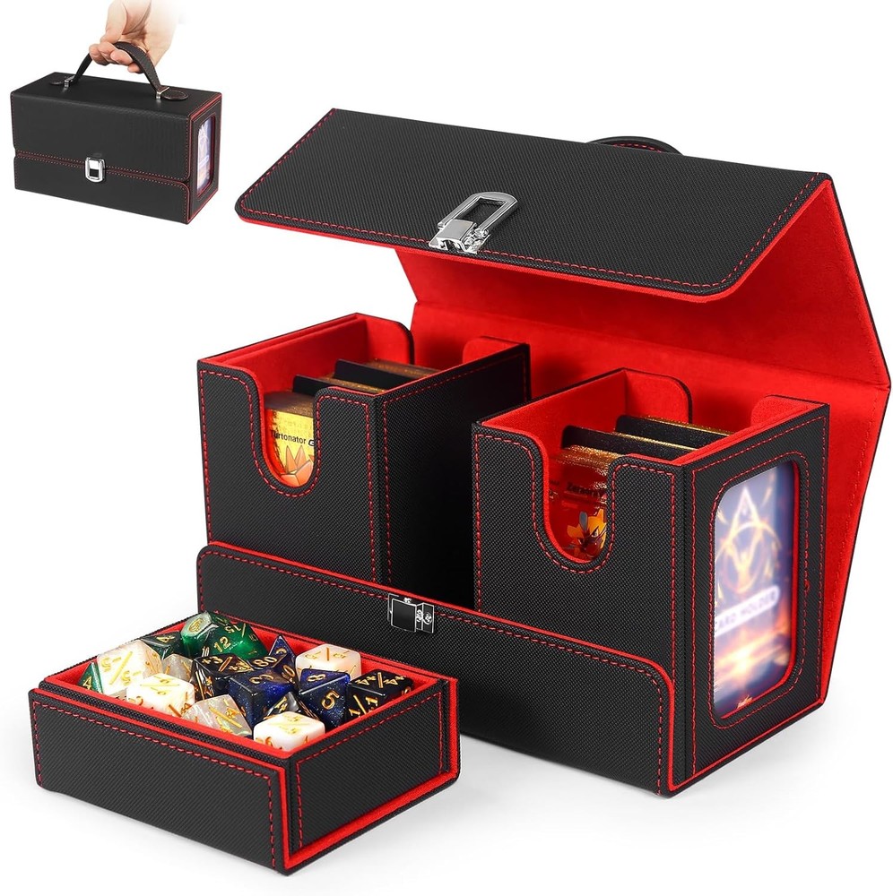 MTG Deck Box - Commander Deck Box Fits 200+ Double-Sleeved Cards, 3-in-1 Magneti