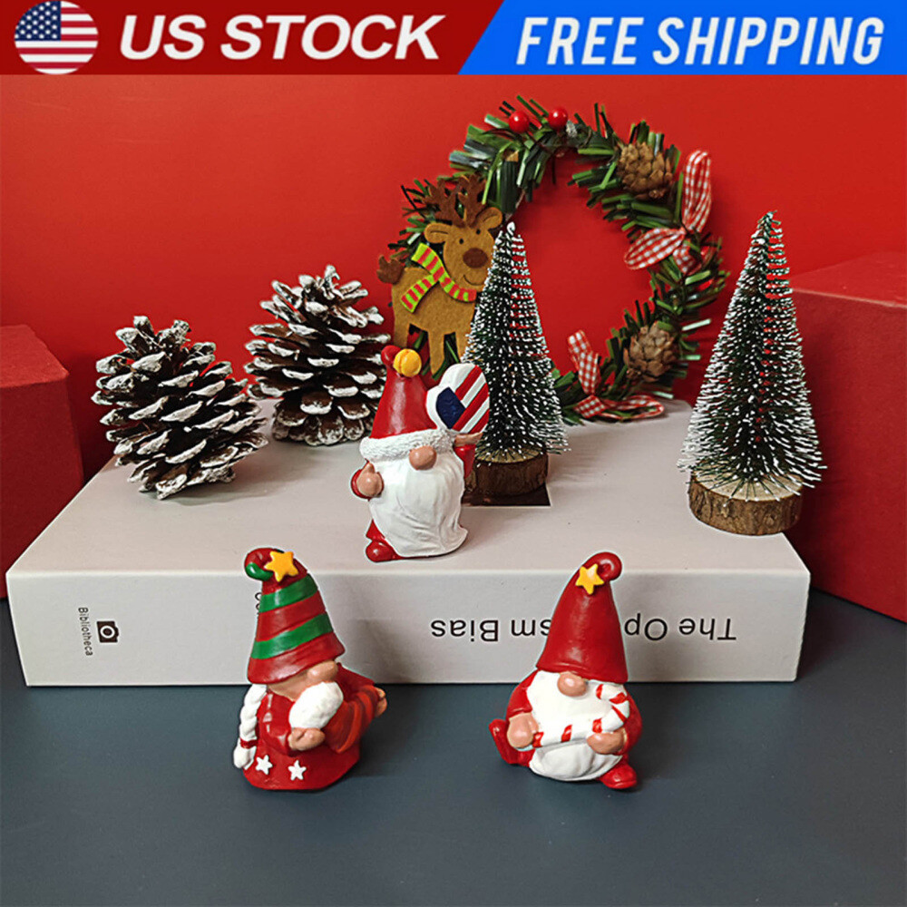 Feliz Navidad Mini Resina Santa Adorno Navidad Decoración Navidad Figura Decoración Escritorio