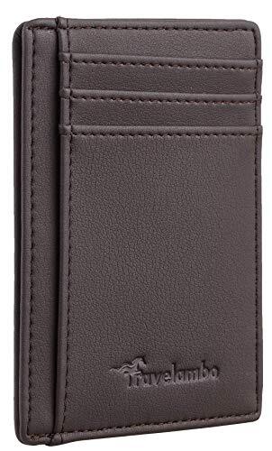 Slim RFID-Blocking Front Pocket Leather Wallet in Deep Grey - Minimalist Medium Size