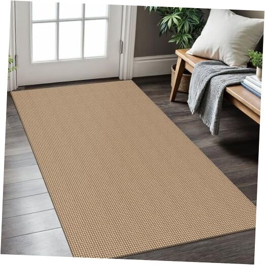 KOZYFLY 3x5 Boho Entryway Rug in Tan Orange Brown Stripes