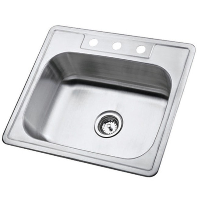 Kingston Brass GKTS2520 25-Inch Drop-In Single Basin Sink in Durable 22-Gauge Nickel Finish