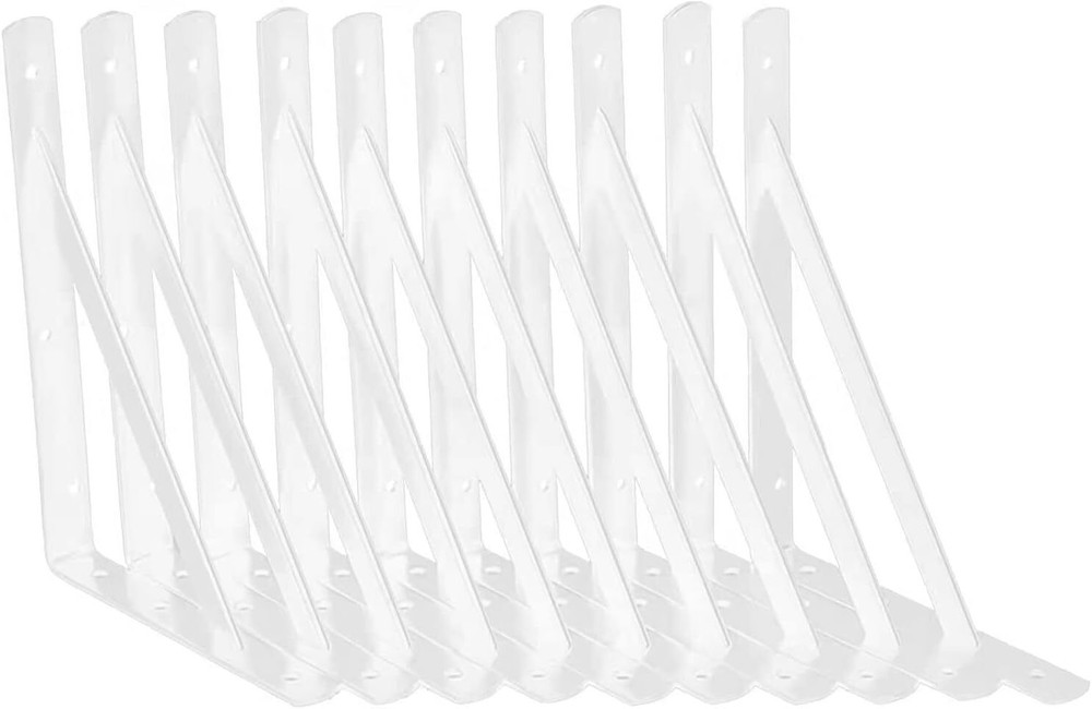 8 Inch Shelf Brackets  10 Pack Heavy Duty L Brackets for Shelves 90 Degree Tr...
