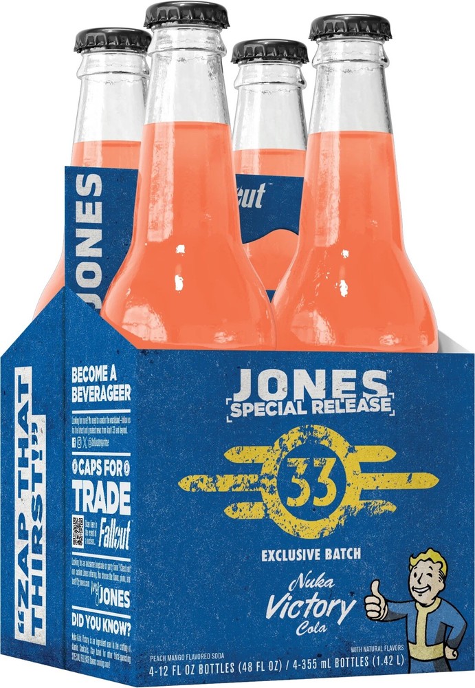 Presale 4 Pack Fallout Jones Soda Special Nuka Cola Victory Peach Mango Special-image