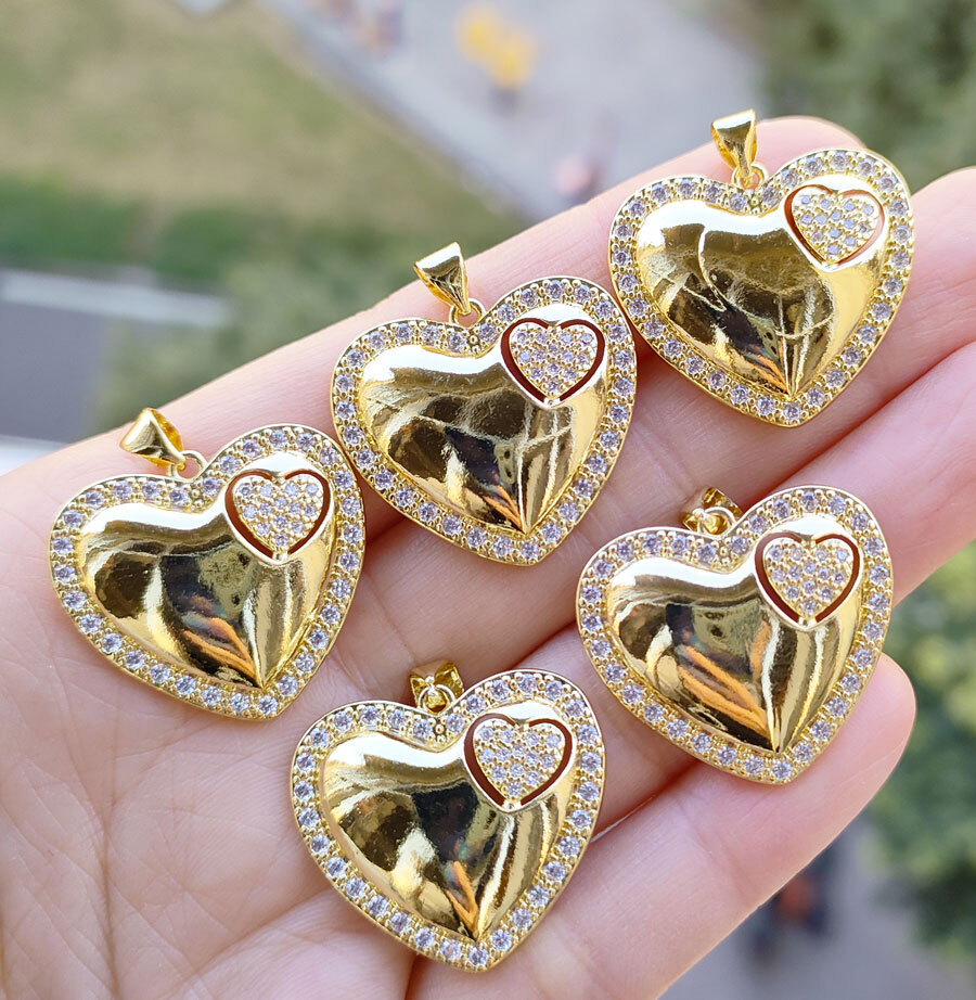 10pcs Metal Crystal heart Pendants Magic Reiki Healing Amulet