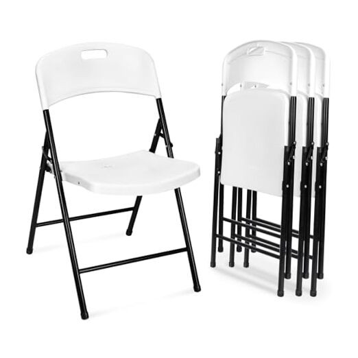 Folding Chairs, Heavy Duty Portable Plastic Foldable Chair with Steel Frame
