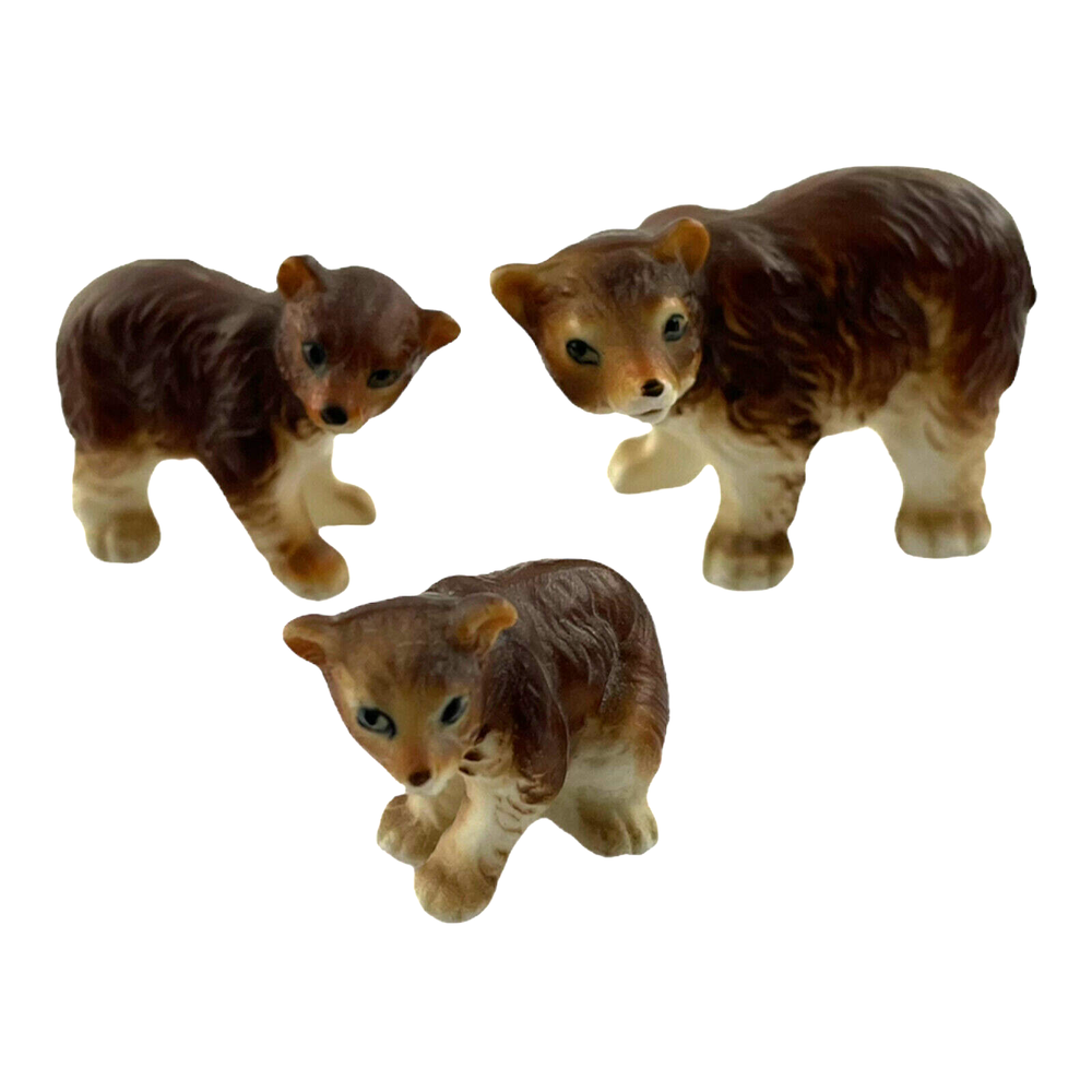 (3) Vintage Bear Ceramic Figure Father Mother Baby Lot