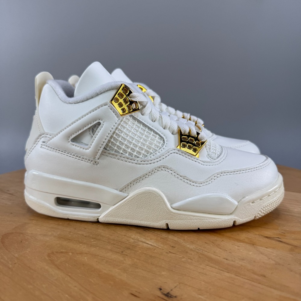 Womens 11.5 / 10M - Nike Air Jordan 4 Retro 'Metallic Gold' AQ9129-170 Shoes