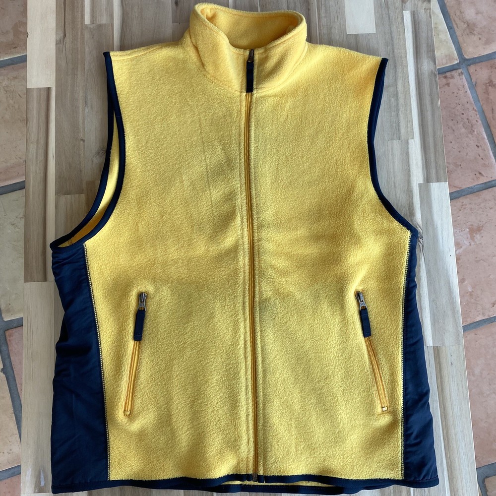 Y2K Vintage Arctic Fleece Vest with Back Pouch in Bright Yellow