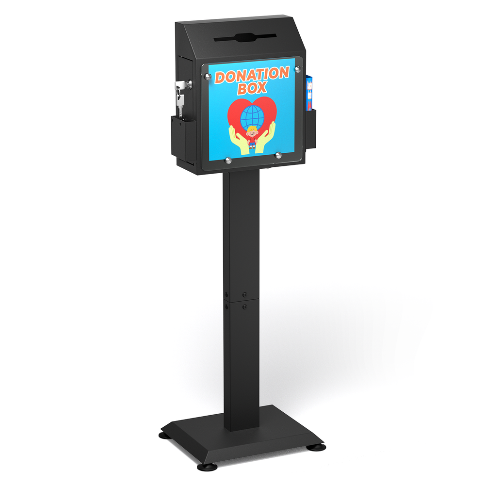 Lockable Metal Suggestion Box with Floor Stand for Donations