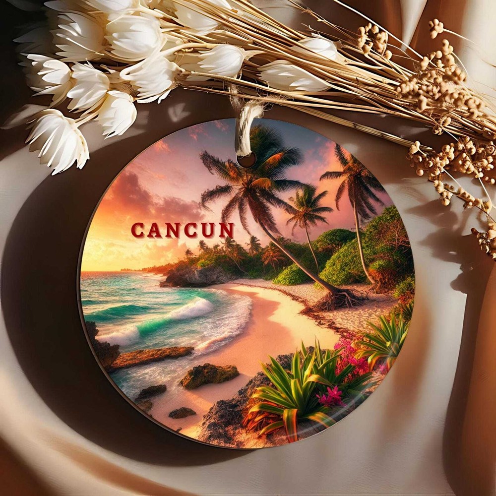 Cancun 2024 Ornament Mexican Beach Christmas Decor Tropical Paradise Keepsake