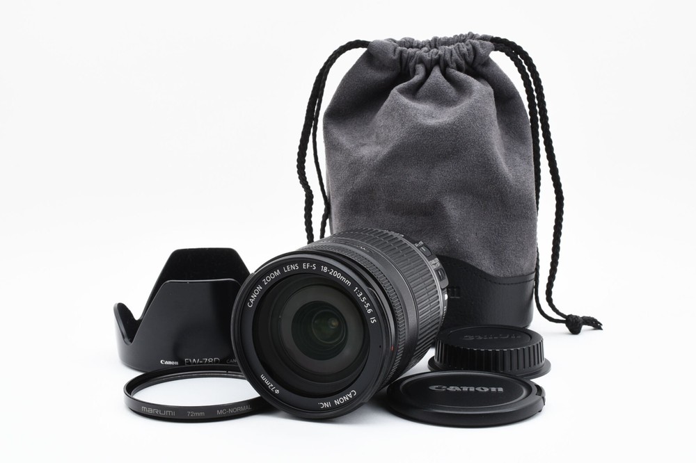 CANON EF-S 18-200mm F3.5-5.6 IS ZOOM AF Lens w/hood & case [Exc+++] Japan #A648