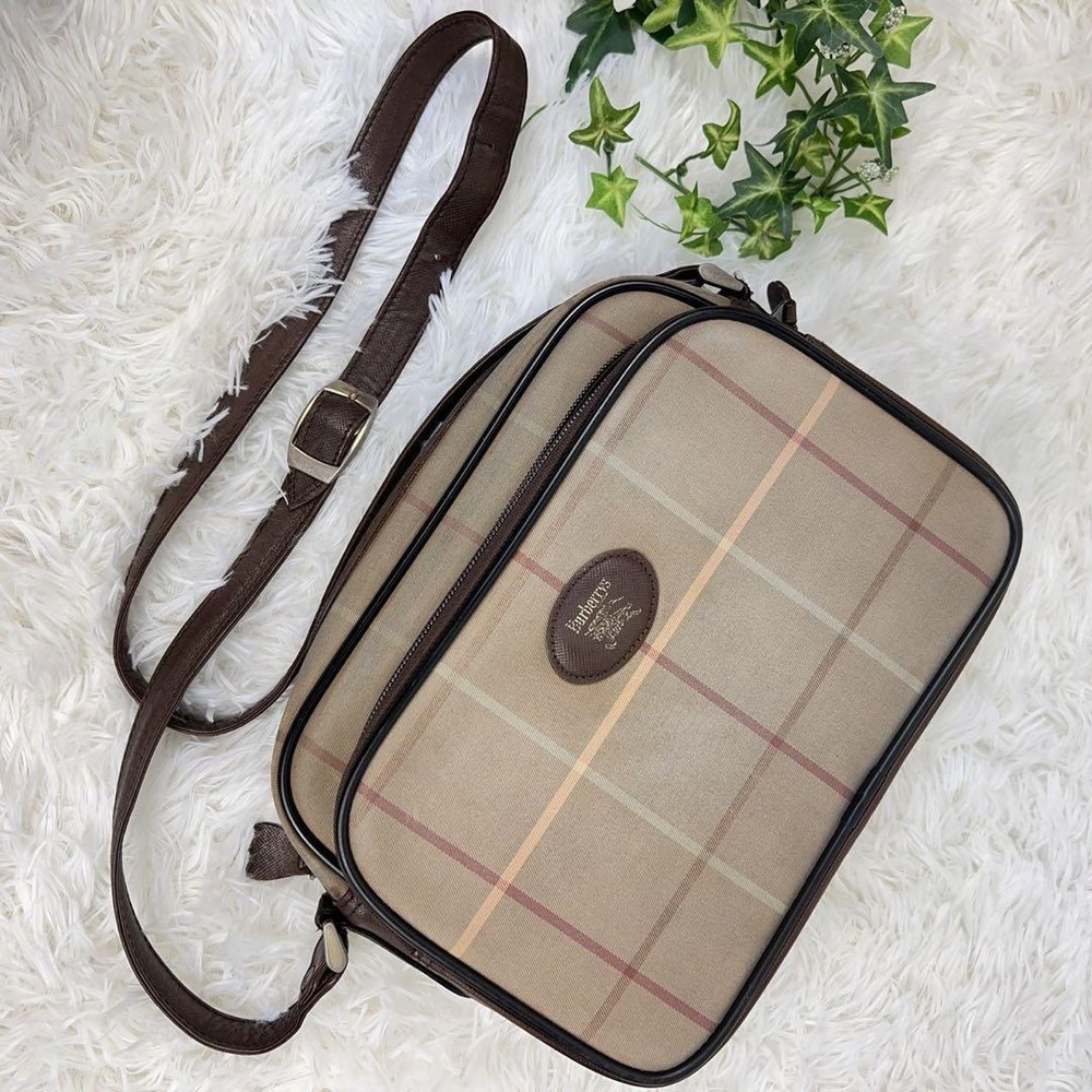 Burberry Shoulder Bag Nova Check Canvas Beige Authentic F1113580