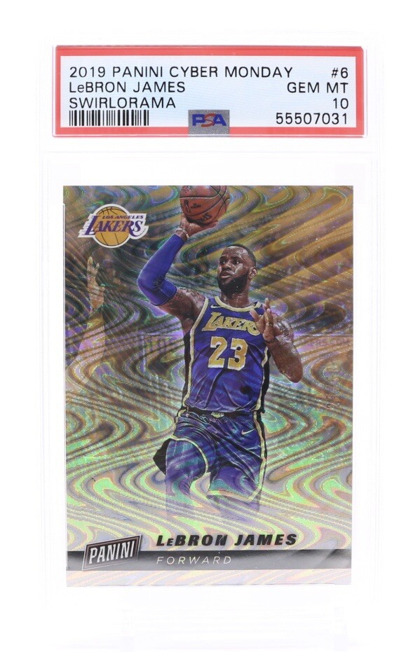 2019 Panini Cyber Monday LeBron James Swirlorama /50 PSA 10 Gem Mint Pop 5-image