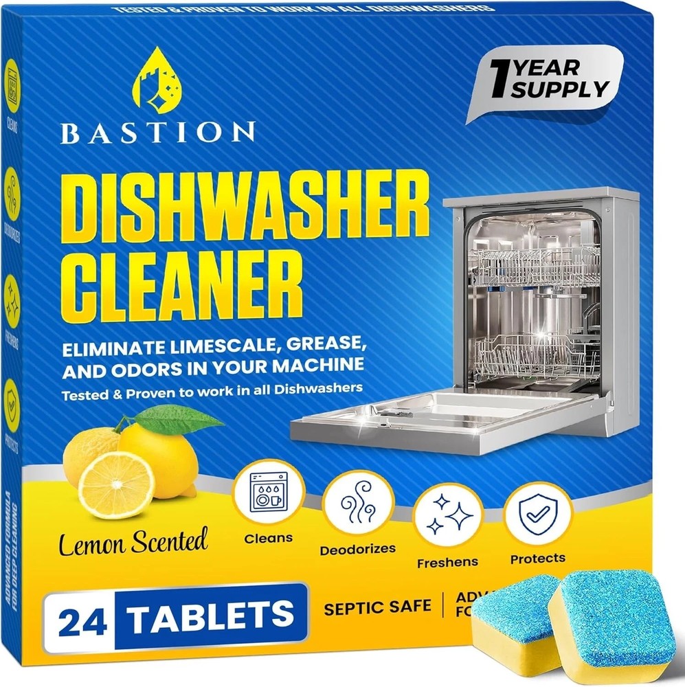 Dishwasher Cleaner Tablets - 24 Tablets (1-Year Supply) Lemon-Scented, Heavy ...