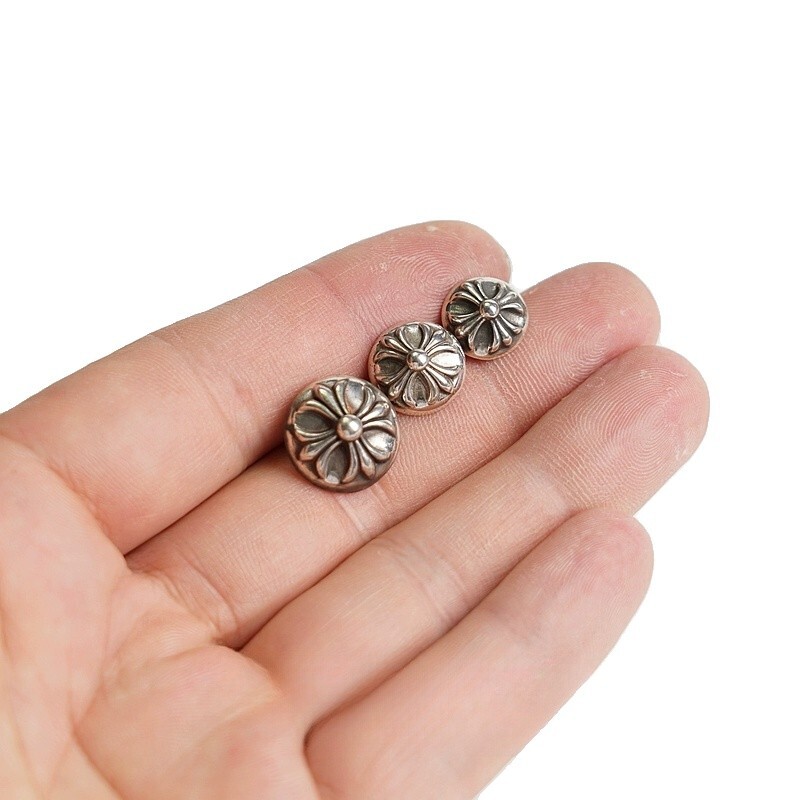 Chrome hearts Cross hand sewn button sterling silver cross jeans accessory