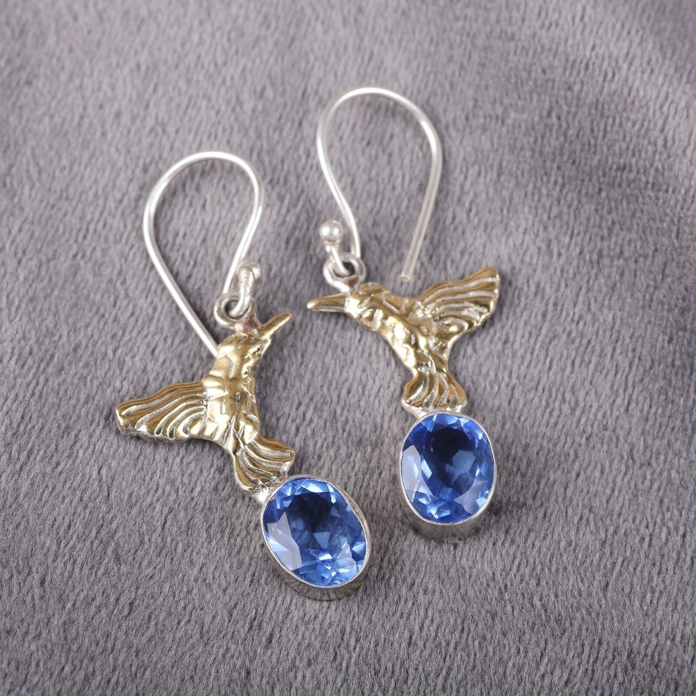 Natural Tanzanite Drop Earrings in 925 Sterling Silver  