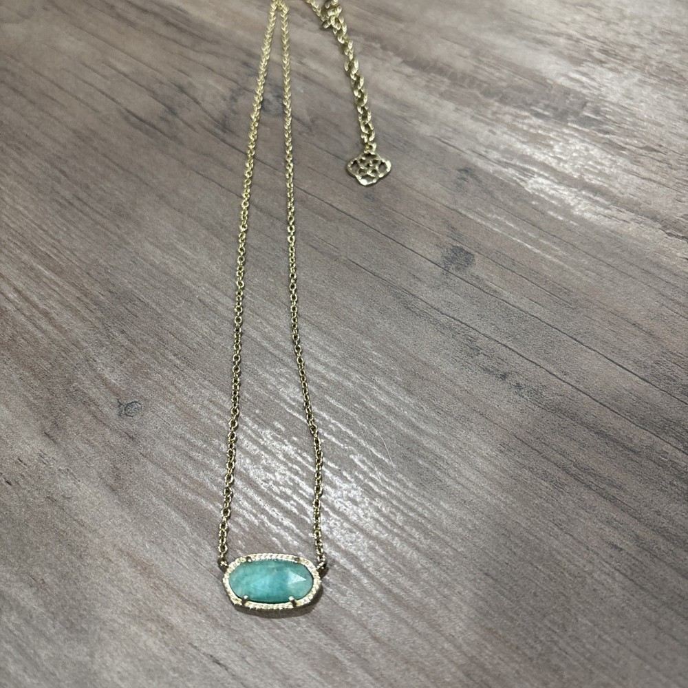 Kendra Scott Elisa Necklace Gold Tone With Sea Green