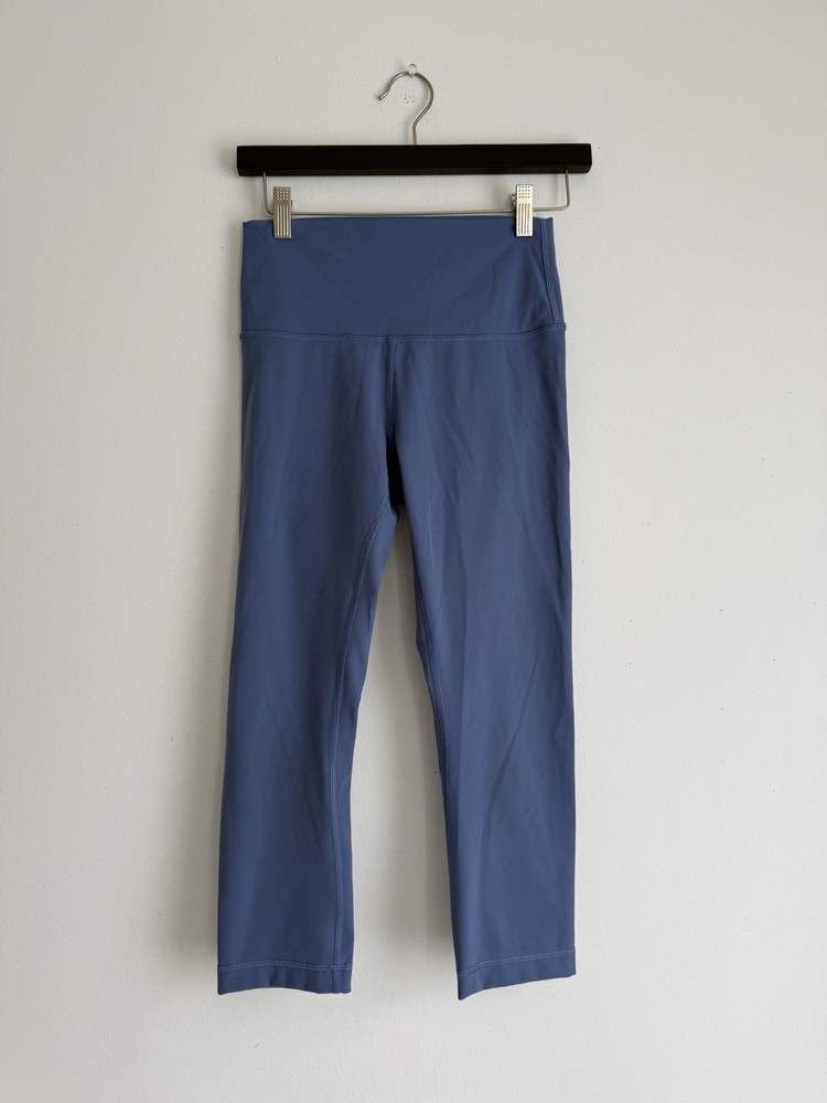 Lululemon Wunder Under Crop Leggings Blue Size 6 | High Rise Lycra Nylon Yoga P