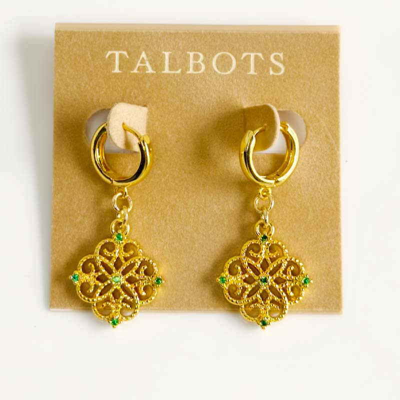 35mm Talbots Floral Charm Hoop Earrings Gift Fashion Women Party Holiday Jewelry