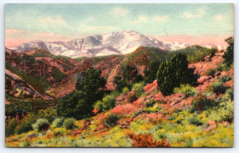 VINTAGE OLD ANTIQUE POSTCARD PIKES PEAK MOUNTAINS PIKES PEAK REGION COLORADO USA