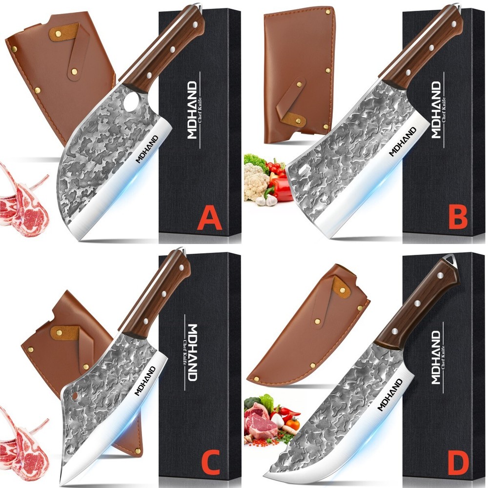 MDHAND Japanese Kitchen Knife Forged Serbian Kitchen Chef Butcher Cleaver Sheath