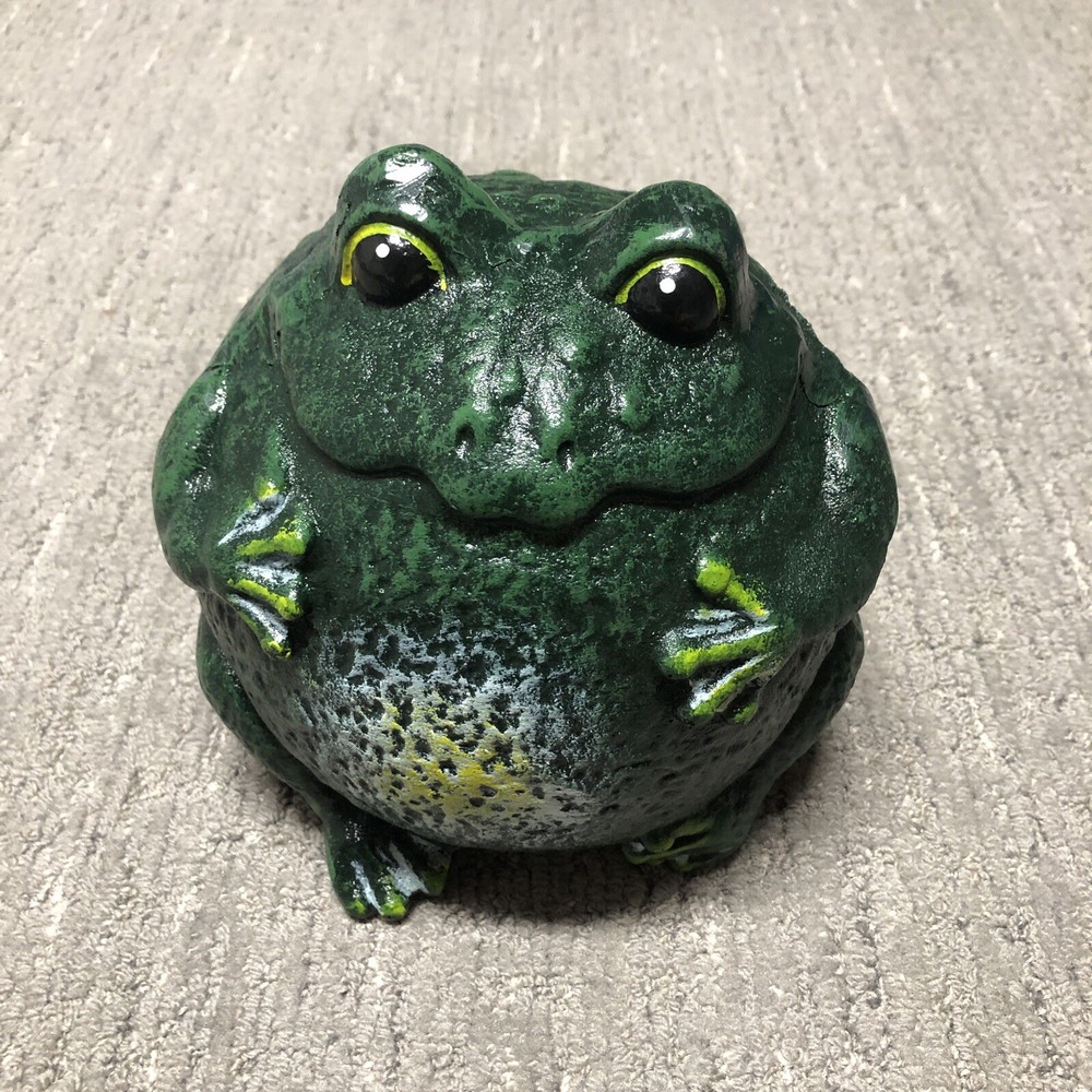Cast Iron Large Green Frog Sculpture for Home Garden Decor 7-8 Inches