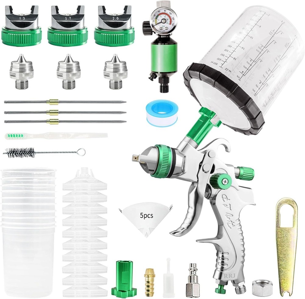 HVLP Air Paint Spray Gun Kits Gravity Feed Car Auto Primer 1.4/1.7/2.0MM Nozzles