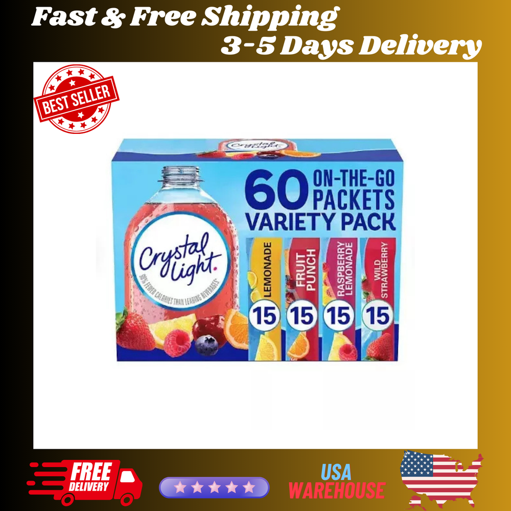 Crystal Light Lemonade Fruit Punch Powdered Drink Mix Variety Pack 60 ct .